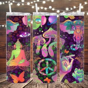 Psychedelic 20oz skinny metal tumbler